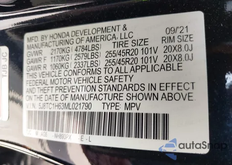 2021 Acura Rdx A-Spec Package z USA, uszkodzony, nr VIN 5J8TC1H63ML021790